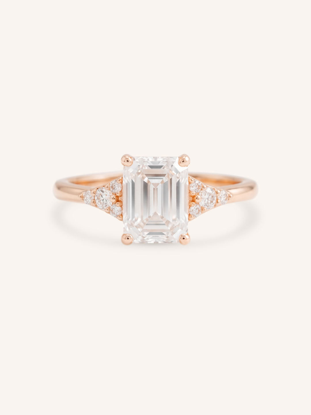 White Shade Emerald Cut Diamond Cluster Engagement Ring