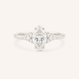 White Shade Marquise Diamond Cluster Engagement Ring