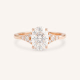 White Shade Oval Diamond Cluster Engagement Ring