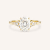 White Shade Oval Diamond Cluster Engagement Ring