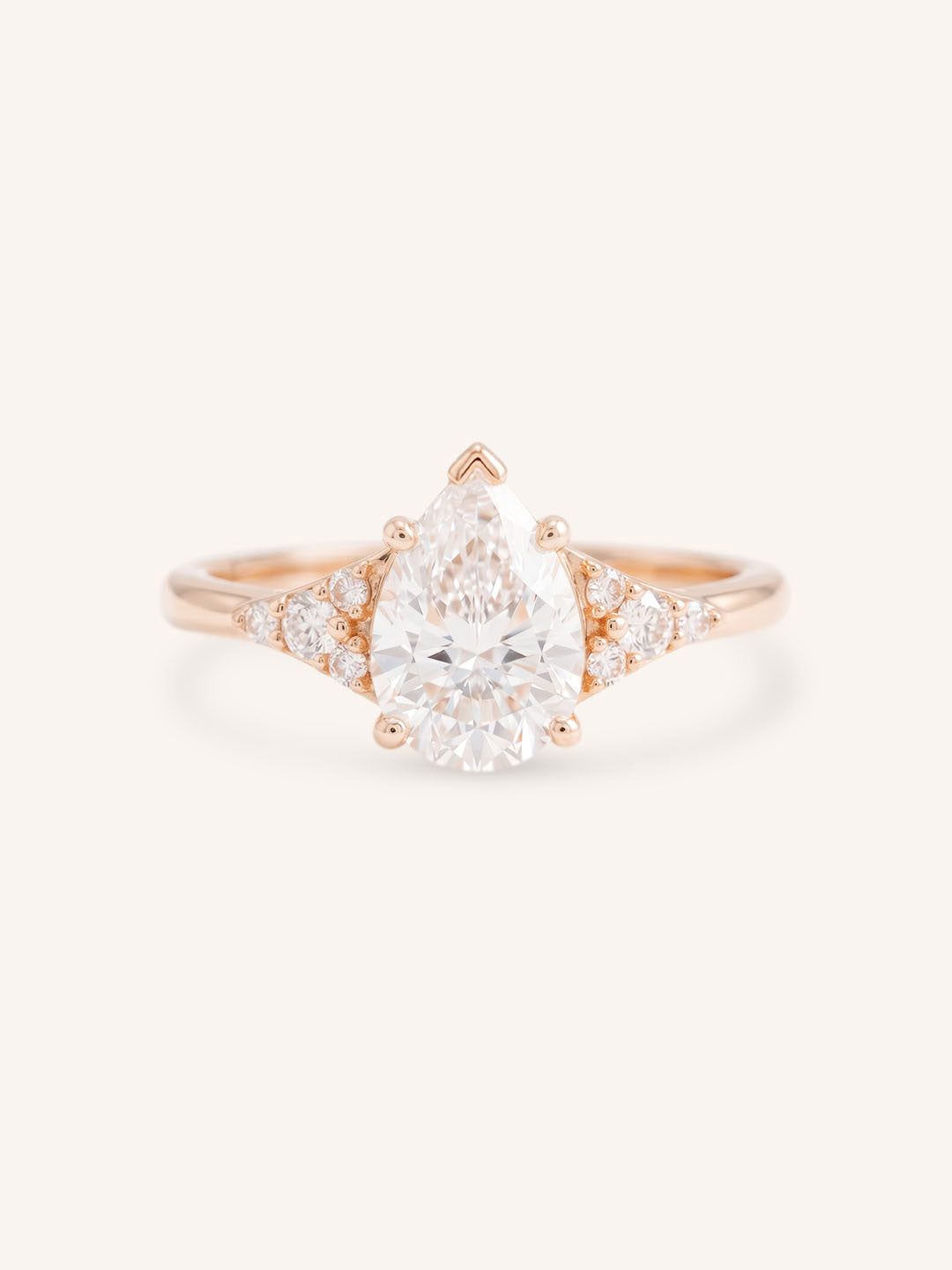 White Shade Pear Shape Diamond Cluster Engagement Ring