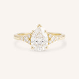 White Shade Pear Shape Diamond Cluster Engagement Ring