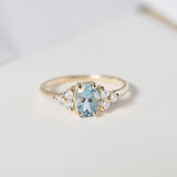 Blooms in Spring Oval Aquamarine Diamond Engagement Ring