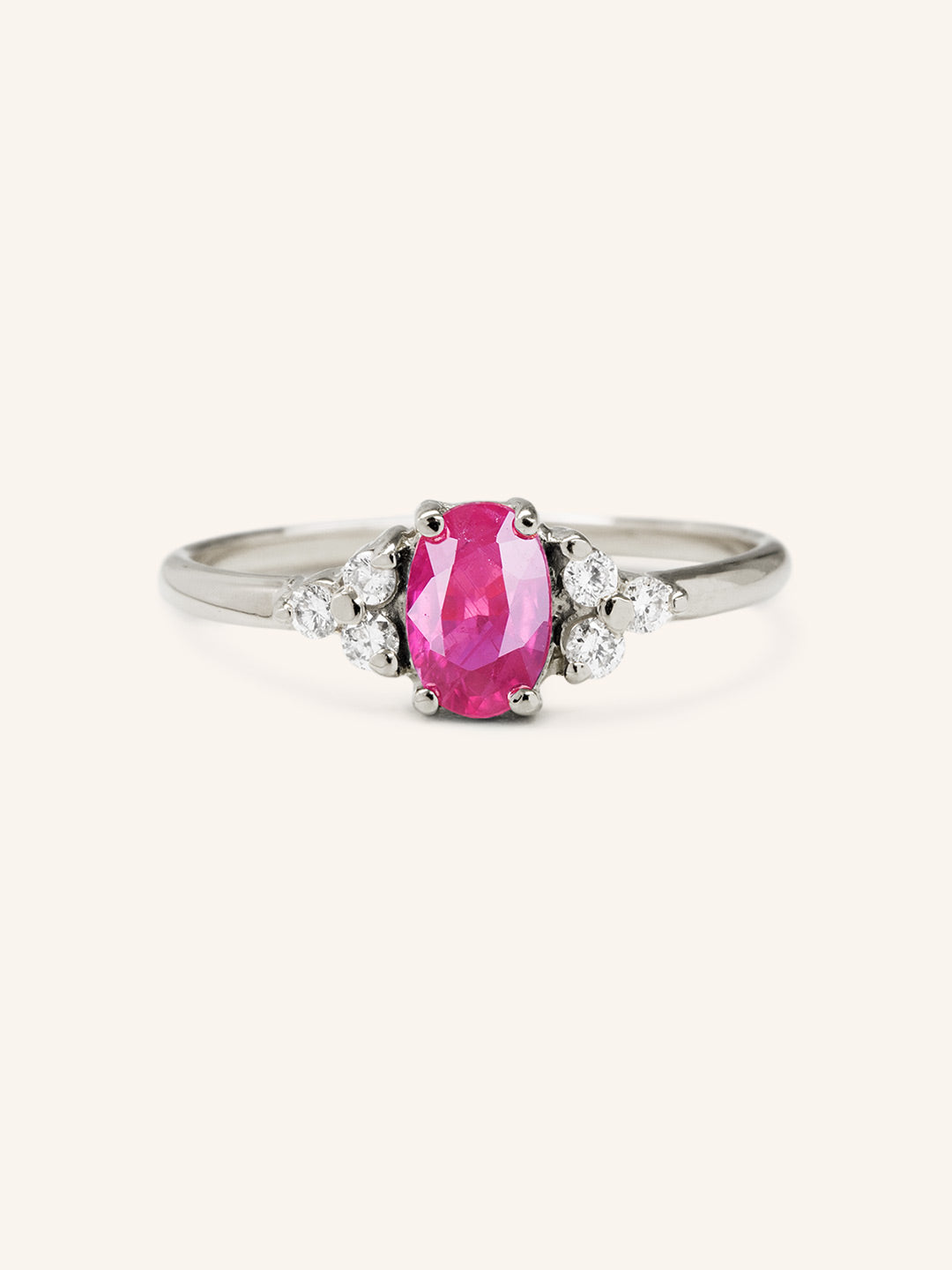 Blooms in Spring Oval Ruby Diamond Engagement Ring