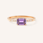 Rose Gold Winterberry Amethyst Diamond Ring front view on white background