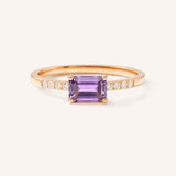 Rose Gold Winterberry Amethyst Diamond Ring front view on white background