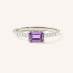 White Gold Winterberry Amethyst Diamond Ring front view on white background