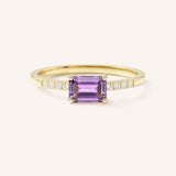 Yellow Gold Winterberry Amethyst Diamond Ring front view on white background