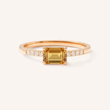 Rose Gold Winterberry Citrine Diamond Ring front view on white background