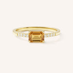 Yellow Gold Winterberry Citrine Diamond Ring front view on white background