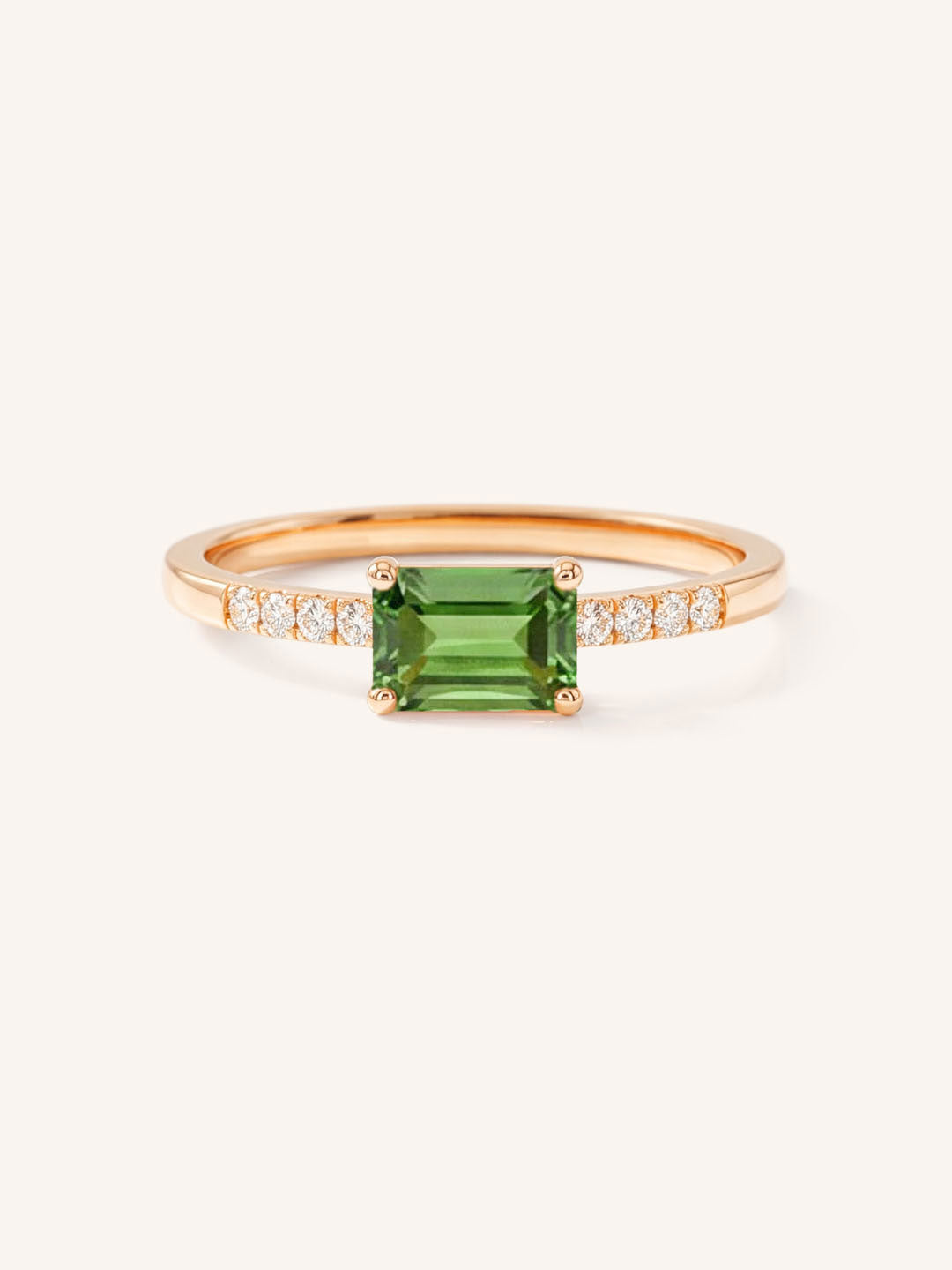 Rose Gold Winterberry Green Tourmaline Diamond Ring front view on white background