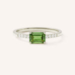 White Gold Winterberry Green Tourmaline Diamond Ring front view on white background