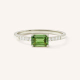 White Gold Winterberry Green Tourmaline Diamond Ring front view on white background