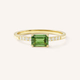 Yellow Gold Winterberry Green Tourmaline Diamond Ring front view on white background