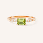 Rose Gold Winterberry Peridot Diamond Ring front view on white background