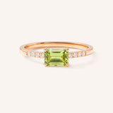 Rose Gold Winterberry Peridot Diamond Ring front view on white background