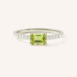 White Gold Winterberry Peridot Diamond Ring front view on white background