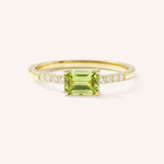 Yellow Gold Winterberry Peridot Diamond Ring front view on white background