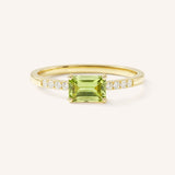 Yellow Gold Winterberry Peridot Diamond Ring front view on white background