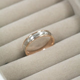 Coupled Wrought Two Tone Half Round Wedding Band