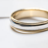 Coupled Wrought Two Tone Half Round Wedding Band