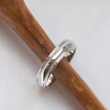 Coupled Wrought Two Tone Half Round Wedding Band