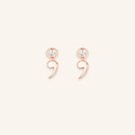 Semicolon White Sapphire Stud Earrings 14k Rose Gold