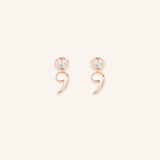 Semicolon White Sapphire Stud Earrings