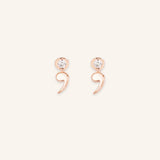 Semicolon White Sapphire Stud Earrings 14k Rose Gold