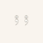 Semicolon White Sapphire Stud Earrings 14k White Gold