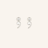 Semicolon White Sapphire Stud Earrings 14k White Gold