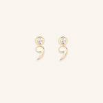 Semicolon White Sapphire Stud Earrings 14k Yellow Gold