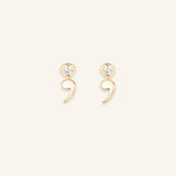 Semicolon White Sapphire Stud Earrings