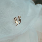 Semicolon White Sapphire Stud Earrings style1