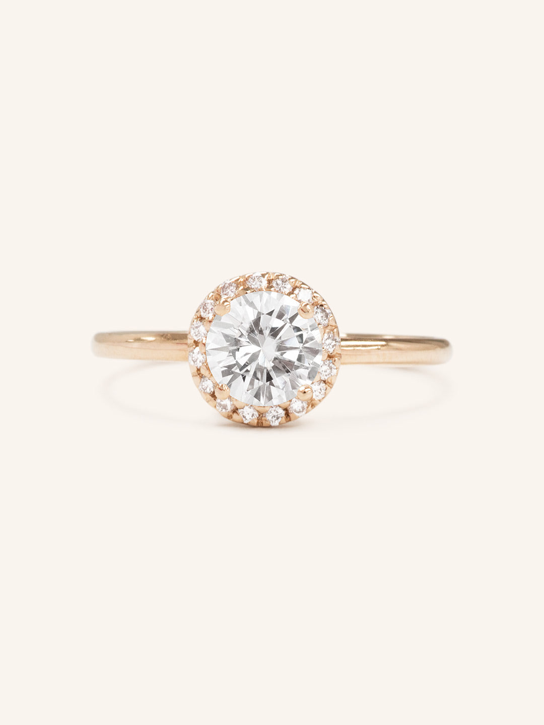 Bridal Rose Round Moissanite Halo Engagement Ring