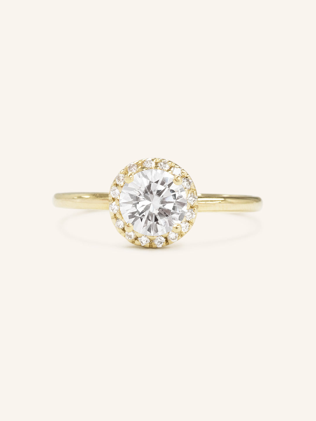 Bridal Rose Round Moissanite Halo Engagement Ring