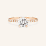 Moonlight Sky Round Moissanite and Diamond Accent Engagement Ring