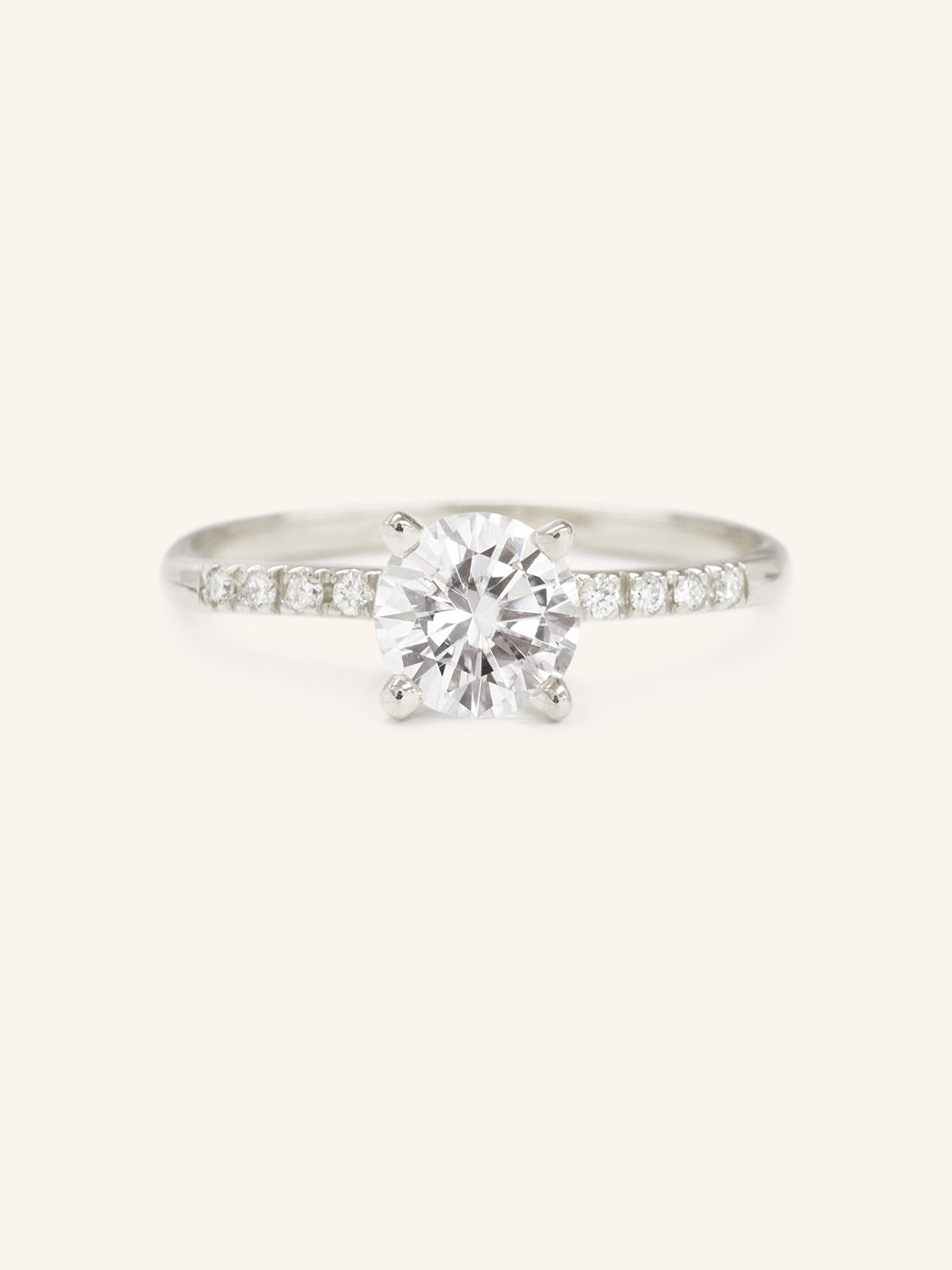 Moonlight Sky Round Moissanite and Diamond Accent Engagement Ring