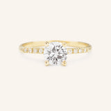 Moonlight Sky Round Moissanite and Diamond Accent Engagement Ring