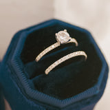 Moonlight Sky Round Moissanite and Diamond Half Eternity Engagement Ring