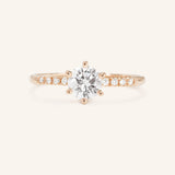 Wild Blooms Round Moissanite Accent Diamonds Engagement Ring