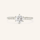 Wild Blooms Round Moissanite Accent Diamonds Engagement Ring