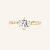 Wild Blooms Round Moissanite Accent Diamonds Engagement Ring