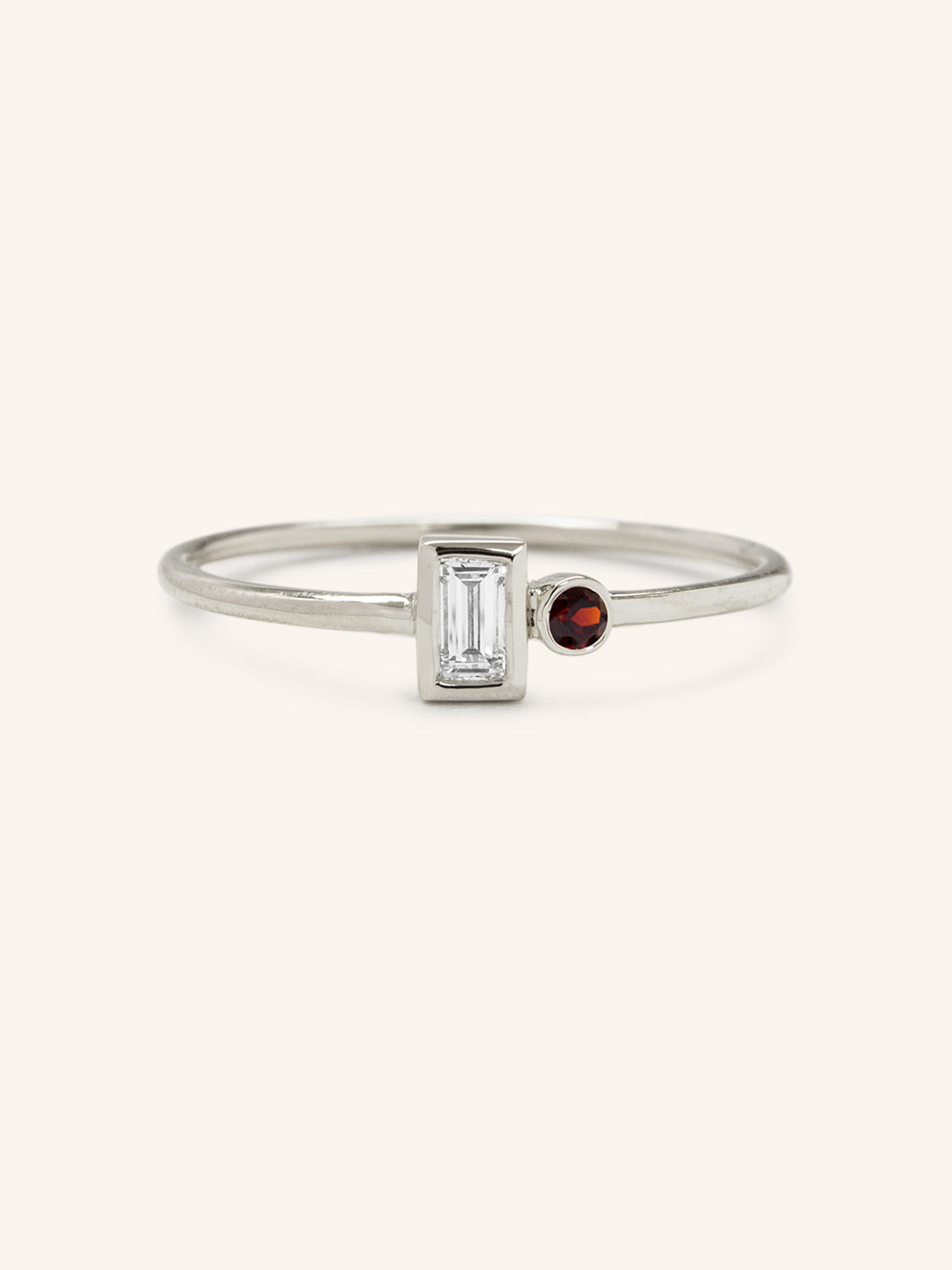 Rose Water Diamond Baguette Garnet Ring