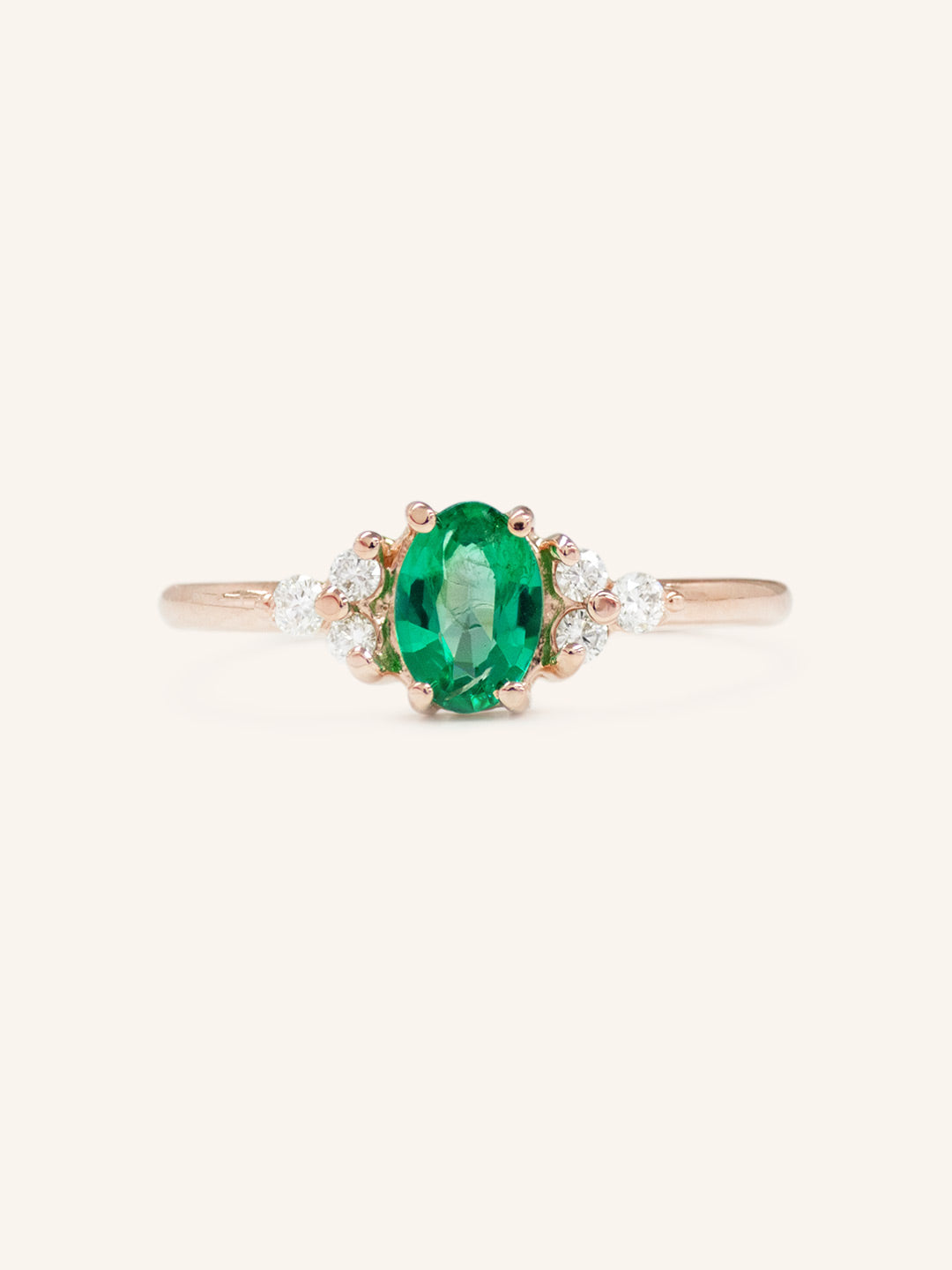 Blooms in Spring Oval Emerald Diamond Engagement Ring