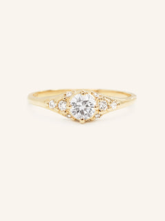 White Shade Round Moissanite Cluster Engagement Ring