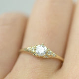 White Shade Round Diamond Cluster Engagement Ring