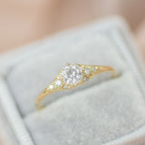 White Shade Round Moissanite Cluster Engagement Ring