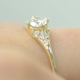White Shade Round Moissanite Cluster Engagement Ring