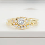 White Shade Round Moissanite Cluster Engagement Ring